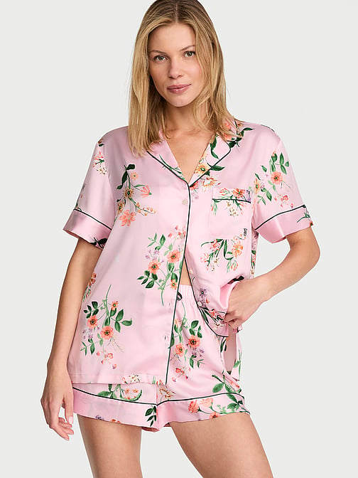 Victoria's Secret パジャマセット Sサイズ ピンクチェック Victoria's Secret - Victoria's Secret サテンパジャマ上下 セットの
