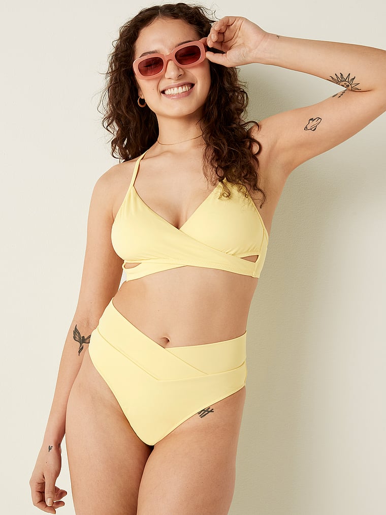 V クロスオーバー ハイウエスト ビキニ スイムウェア ボトムス Pink