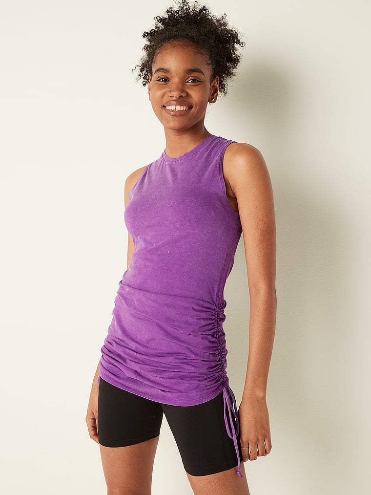 ギャザーサイド タンクトップ ドレス Pink