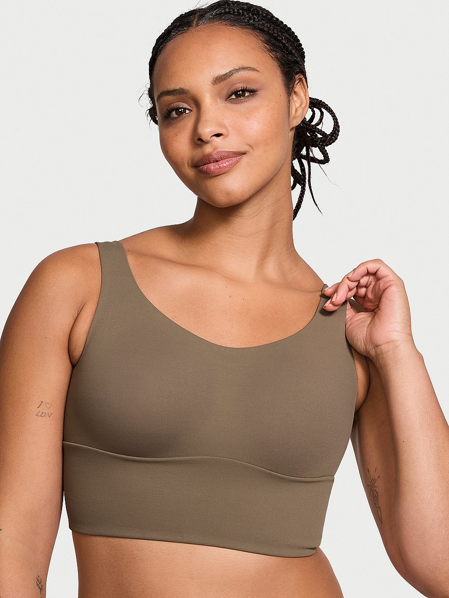 新品❤️VICTORIA'SSECRET VSX❤️紫色 Vネック スポーツブラ VSX Elevate™ クロスバック メッシュ スポーツブラ, テラ オリーブを