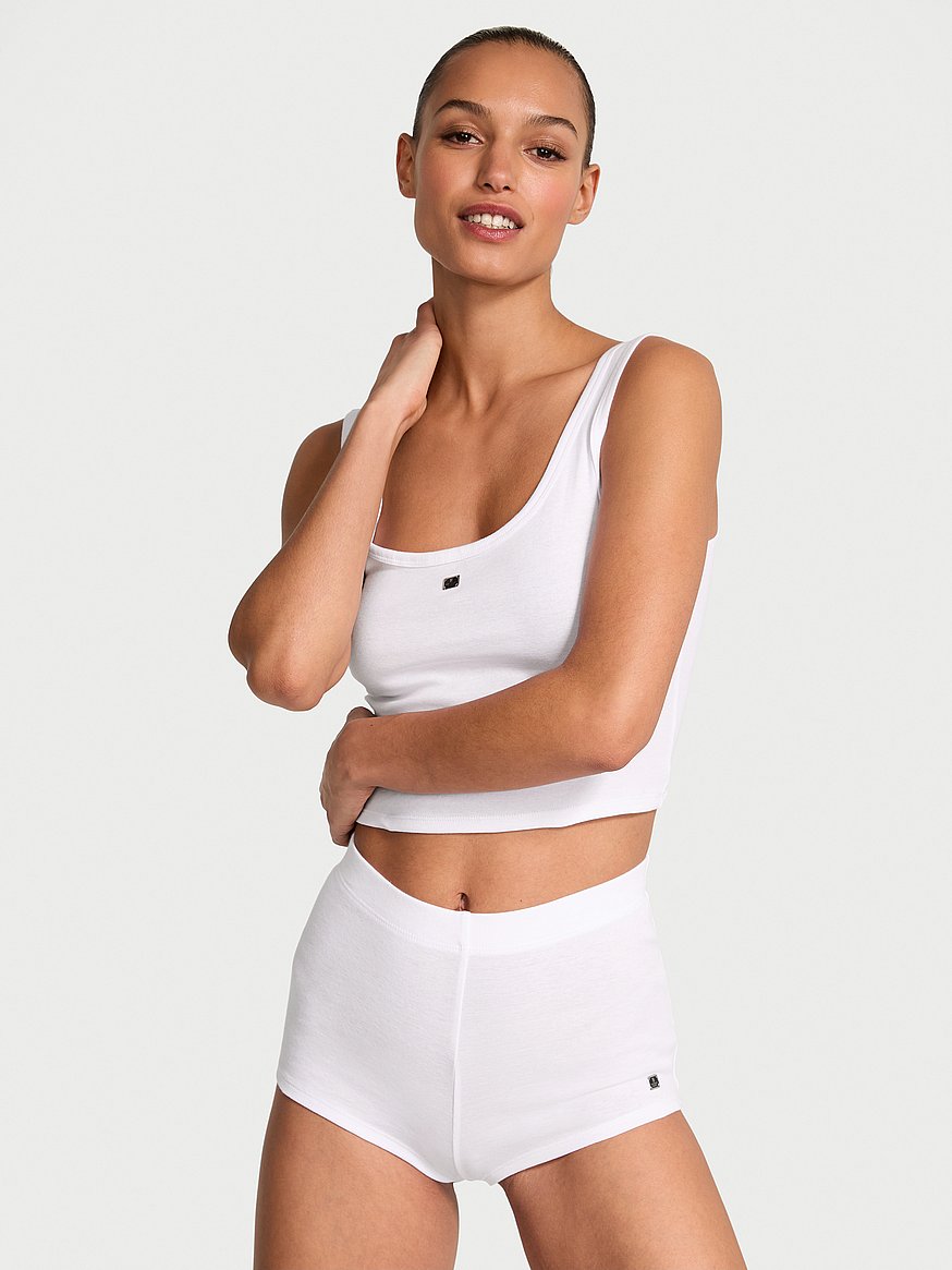 新品★VICTORIA'S SECRET★タンクトップコットンパジャマ コットン100% タンクトップ＆パンツ パジャマセット、Vsホワイト