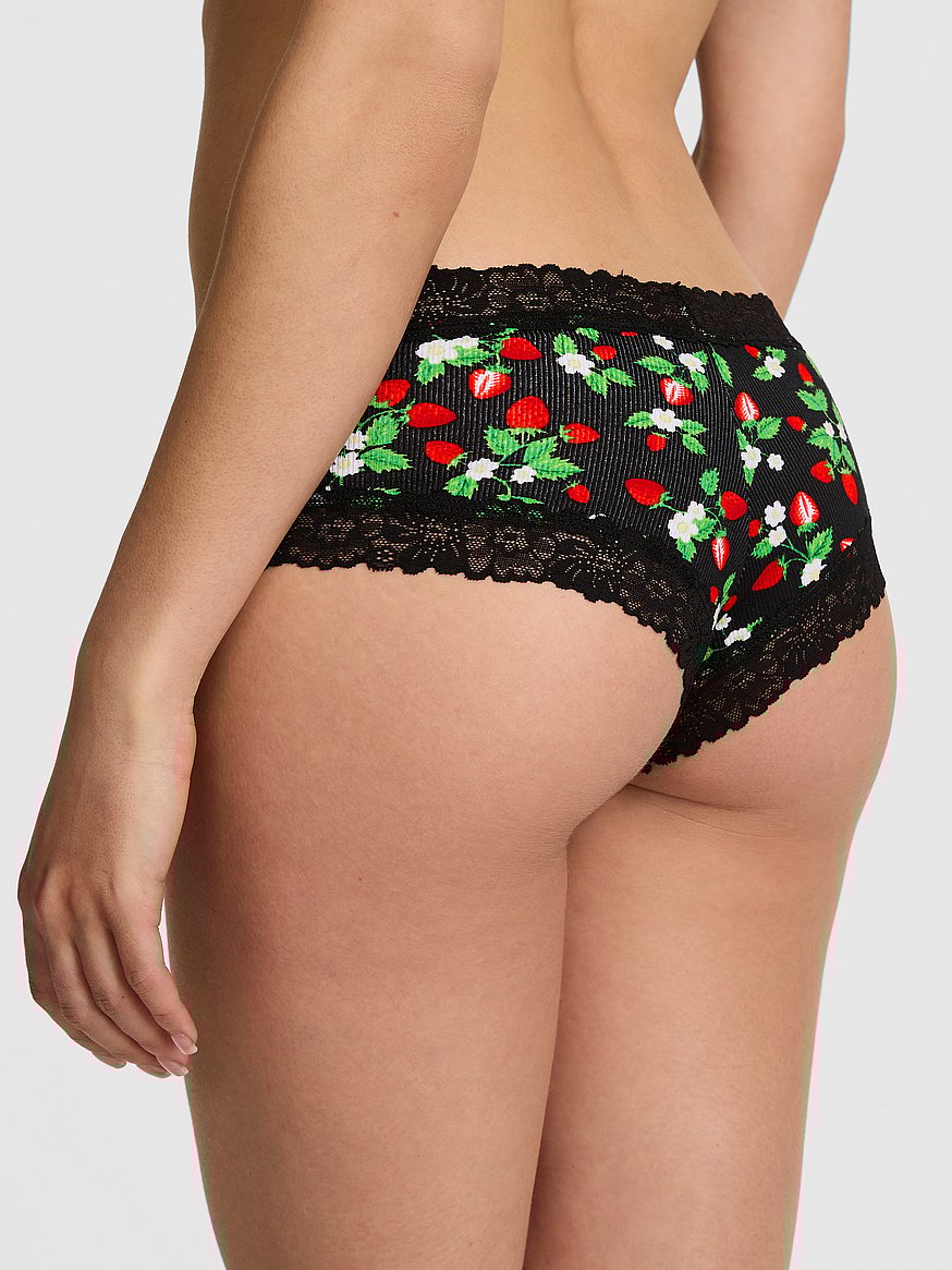 Wink レーストリム チーキーショーツ, ブラック ストロベリー