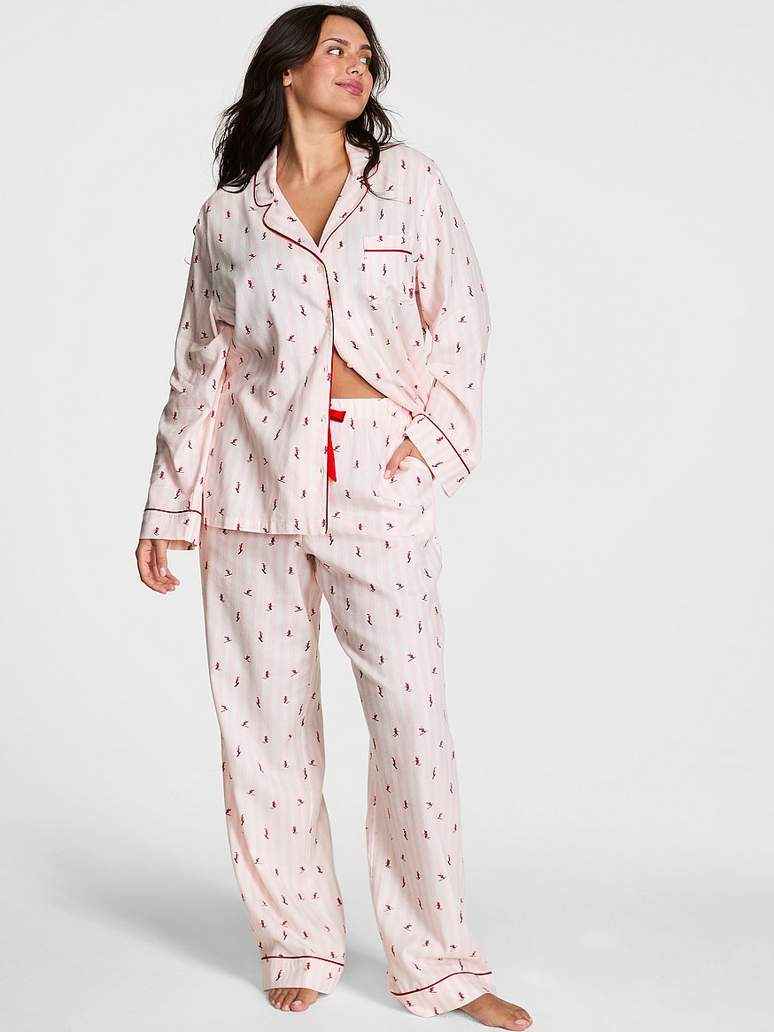 フランネル ロング パジャマセット, プリティ ブロッサム/ココナッツ