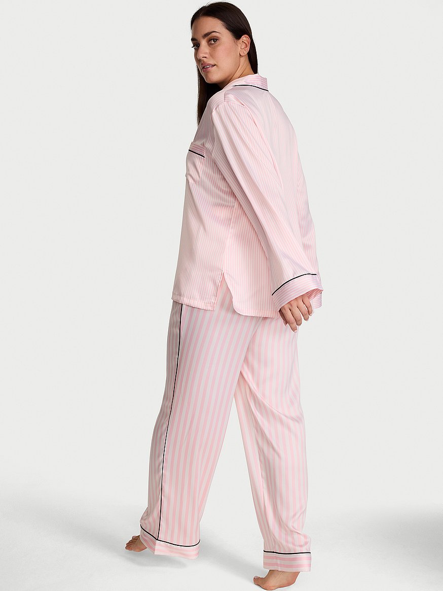 新品♡Victoria's Secret ピンクストライプ サテンパジャマセット シグネチャー サテン ロング パジャマセット, プリティ ブロッサム