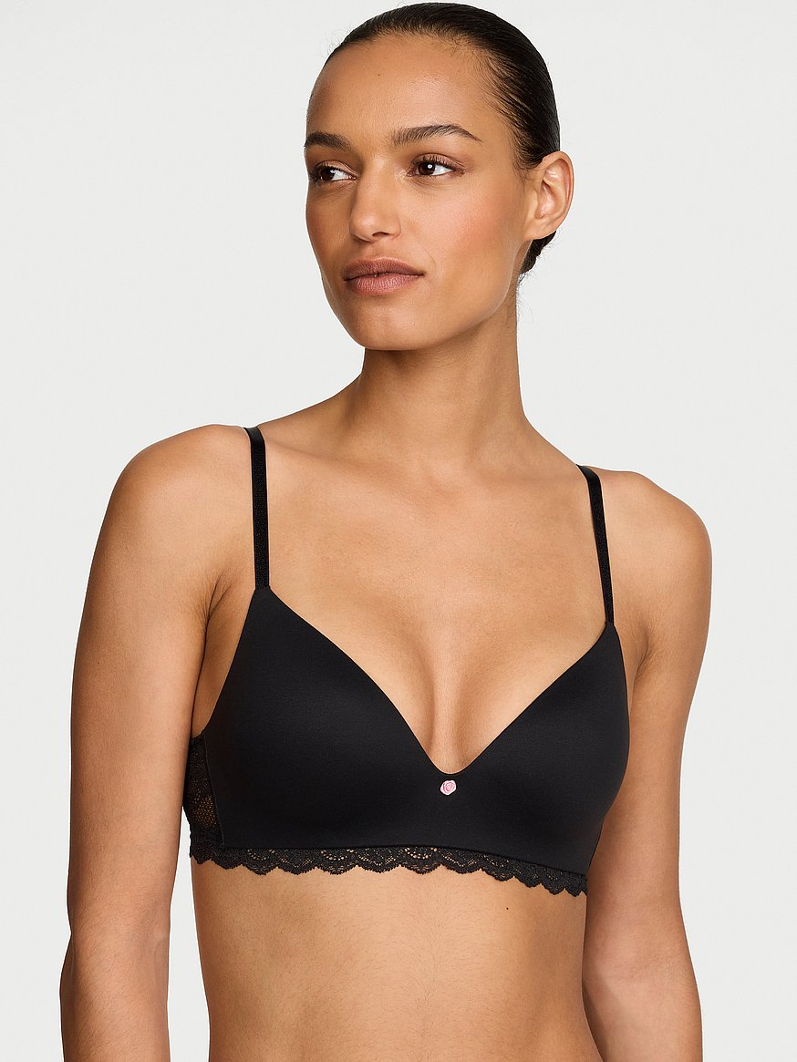 Victoria's Secret ブラックプッシュアップブラ スムース&レース ワイヤレス プッシュアップブラ, ブラックを購入