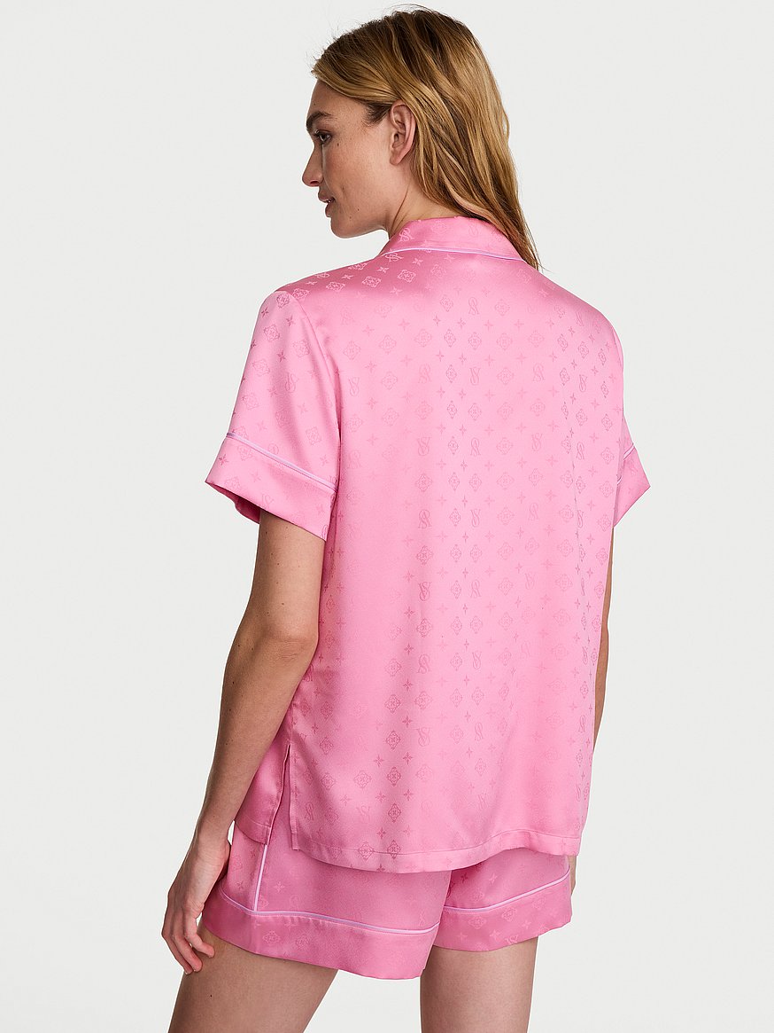 シグネチャー サテン ショートパンツ パジャマセット, Pink Sugarを シグネチャー サテン ショートパンツ パジャマセット, Pink Sugarを