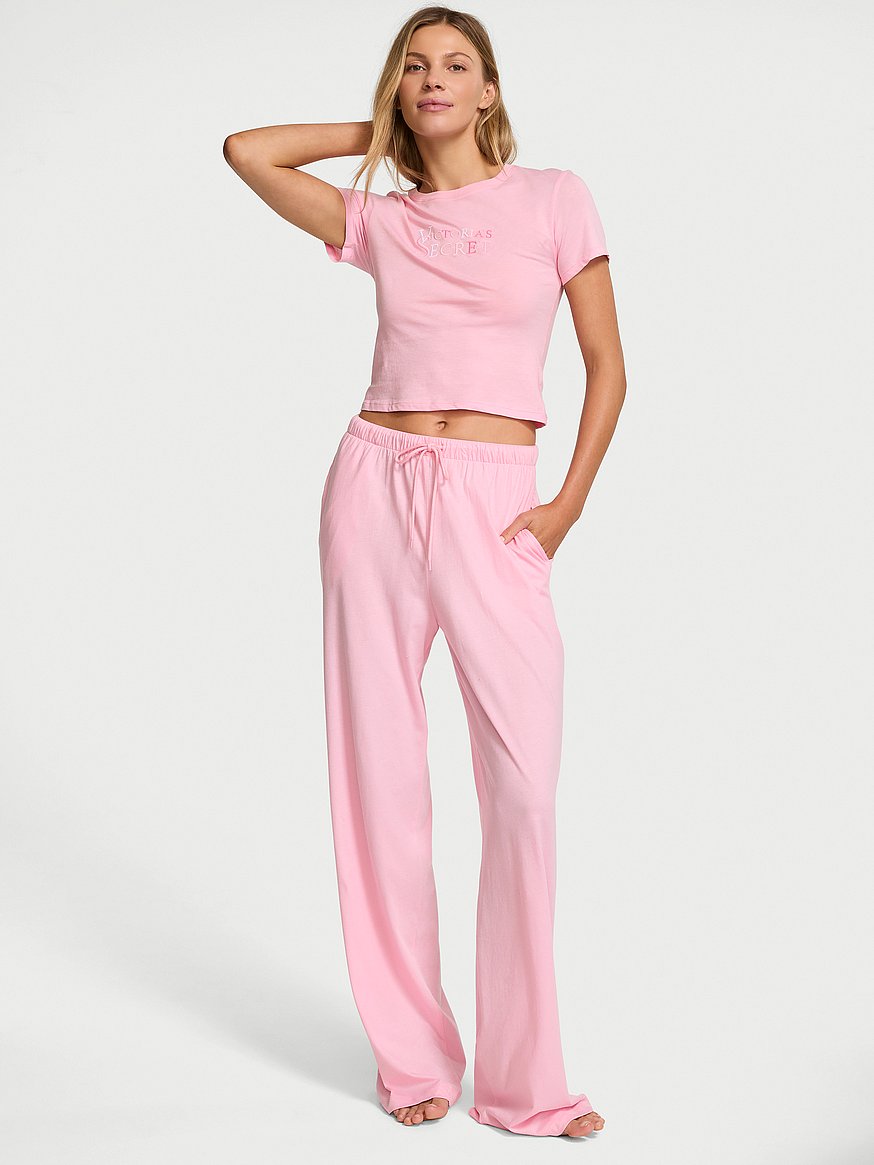 コットン100% Tシャツ ロング パジャマセット, Victoria Pinkを購入