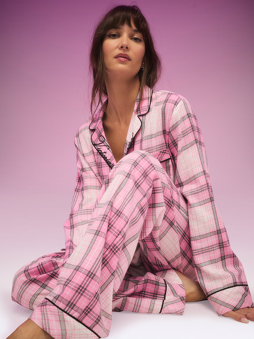 CozyFlannel™ ロング パジャマセット, セクシー リトル ピンク